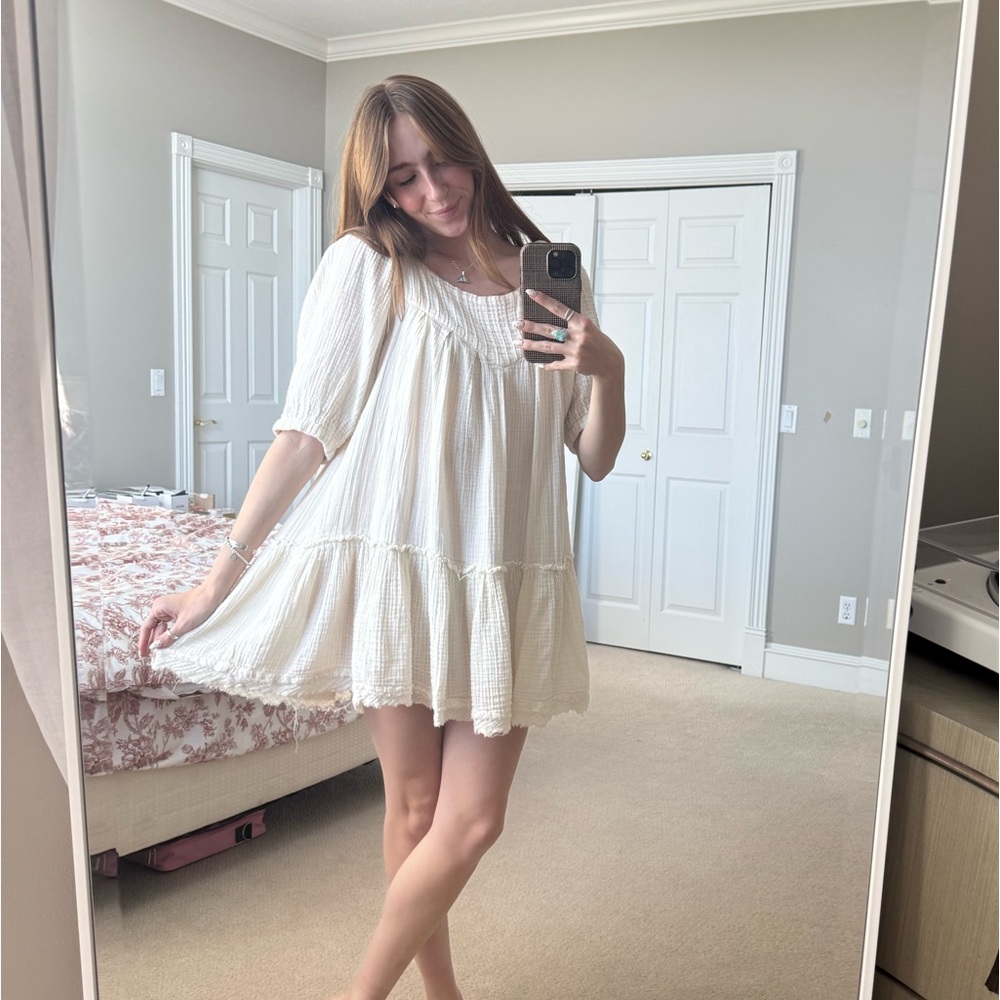 Free People gauze cream mini dress